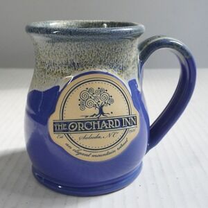 Deneen Pottery The Orchard Inn Saluda‎ NC Coffee Mug Handthrown USA 2015 blue